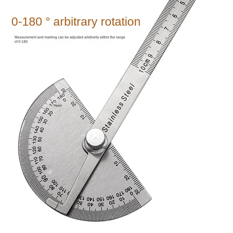 Angle Ruler Single Arm Stainless Steel 180 Degree Adjustable Semicircular Indexing Gauge Protractor Угломер 각도기 Angle Finder