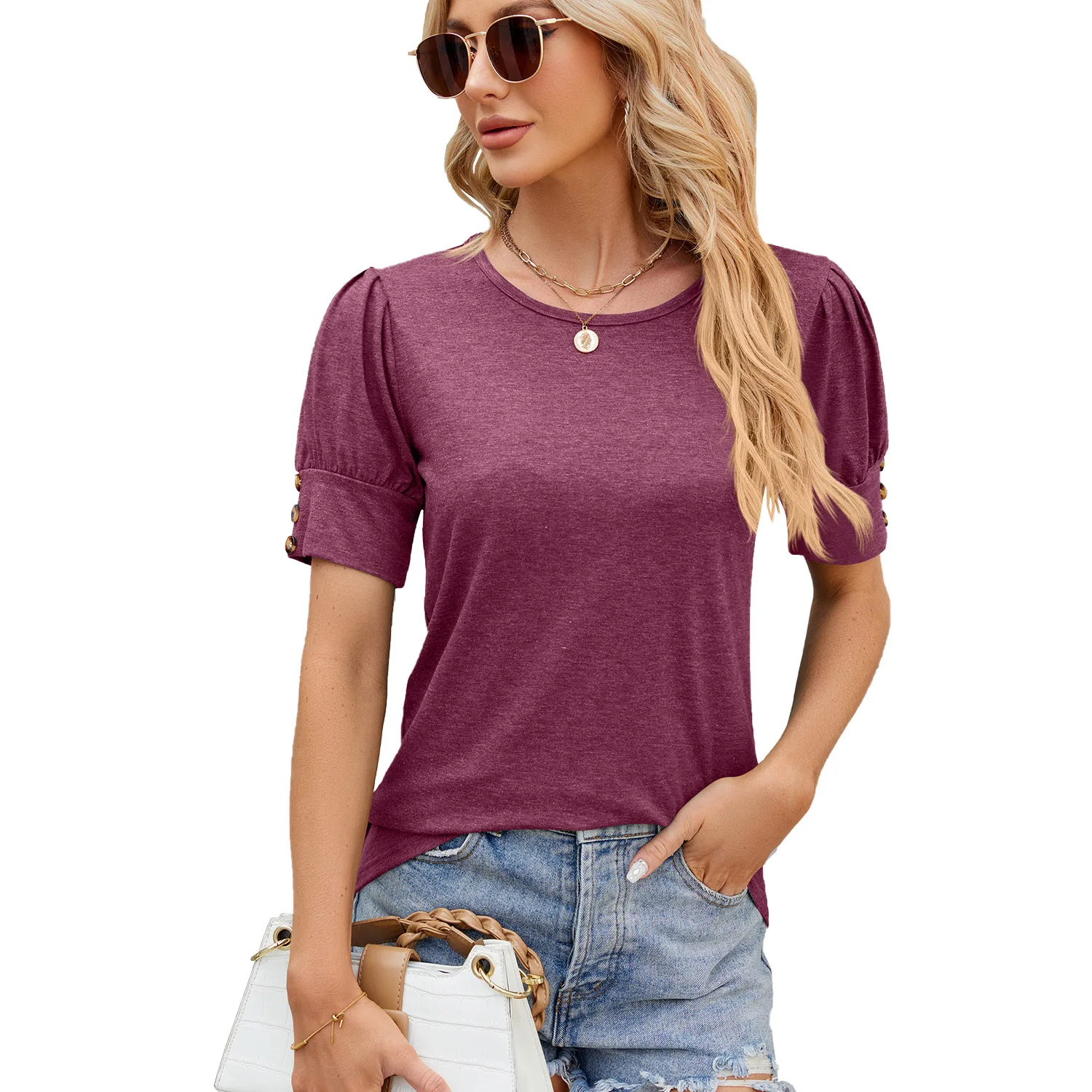 Short sleeve t-shirt for women, loose fitting, spring and summer clothing