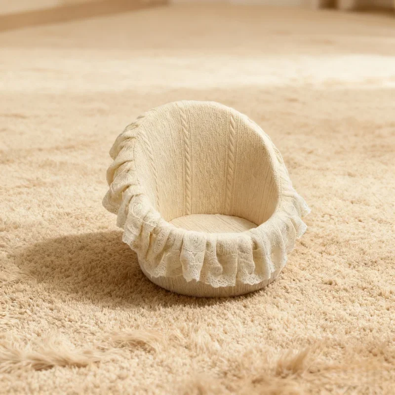 Foam Cotton Newborn Bean Bag Sofa Lace Round Sofa Neonate Photography Chair Props Essential Auxiliary Tools Baby Photo Sessions