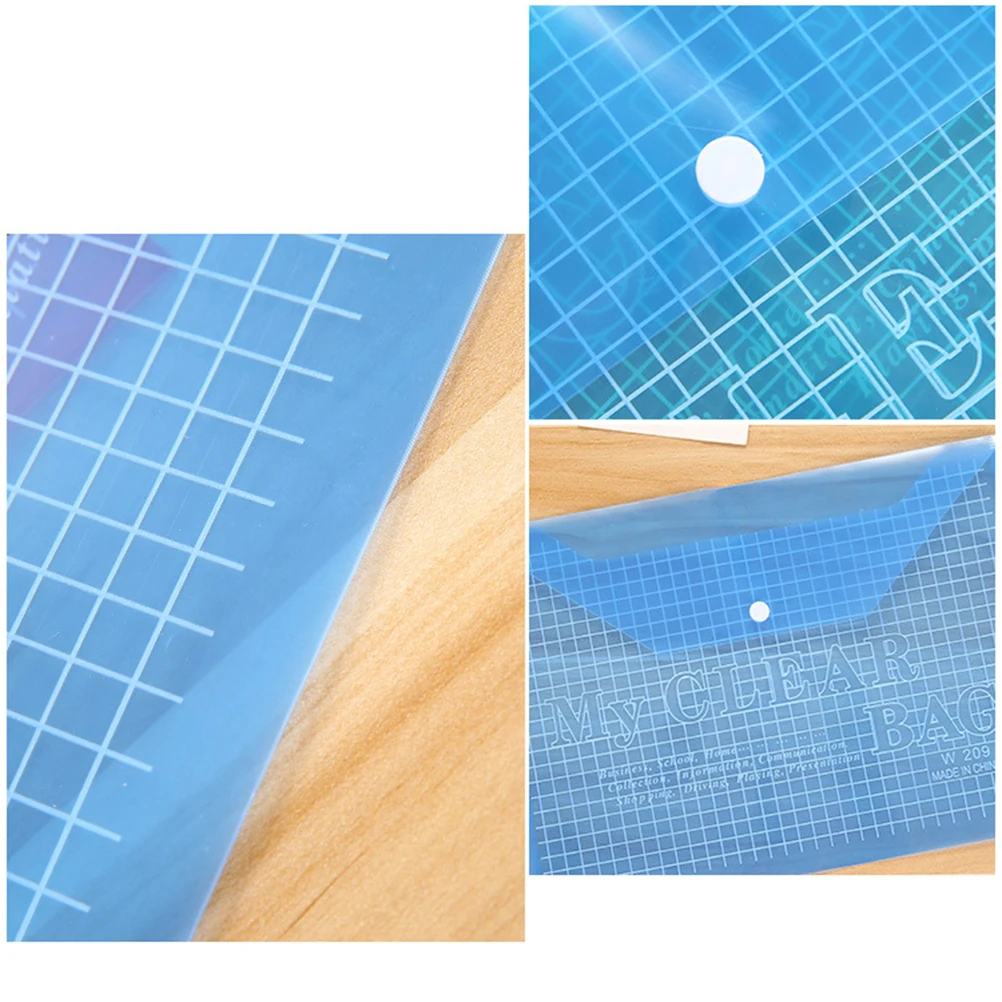 

12Pcs A4 Transparent Document Holder Button Closure PP File Organizer Document Storage for Office and School