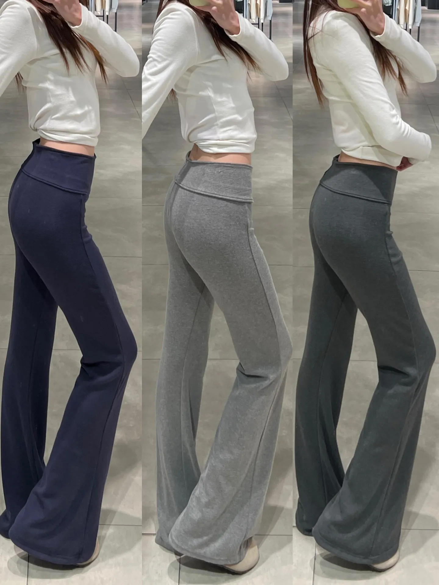 

Женские повседневные расклешенные брюки для йоги Deep ey Fce Lined с высокой талией, эластичным поясом и приталенным кроем из вискозно-полиэстеровой смеси