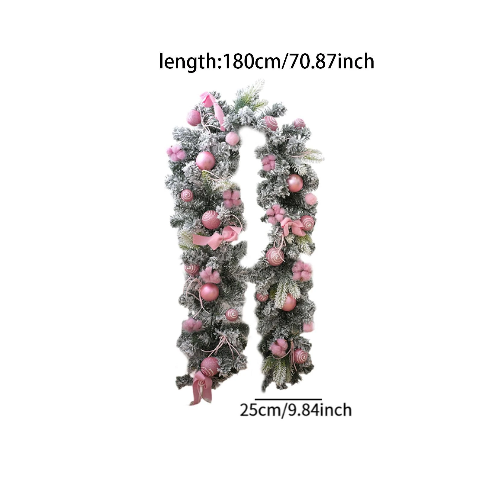 Hot Pink Christmas Wreath Decor With Balls Artificial Plant Rattan Garland Christmas Rattan Hanging Ornament For Home Decor view 4