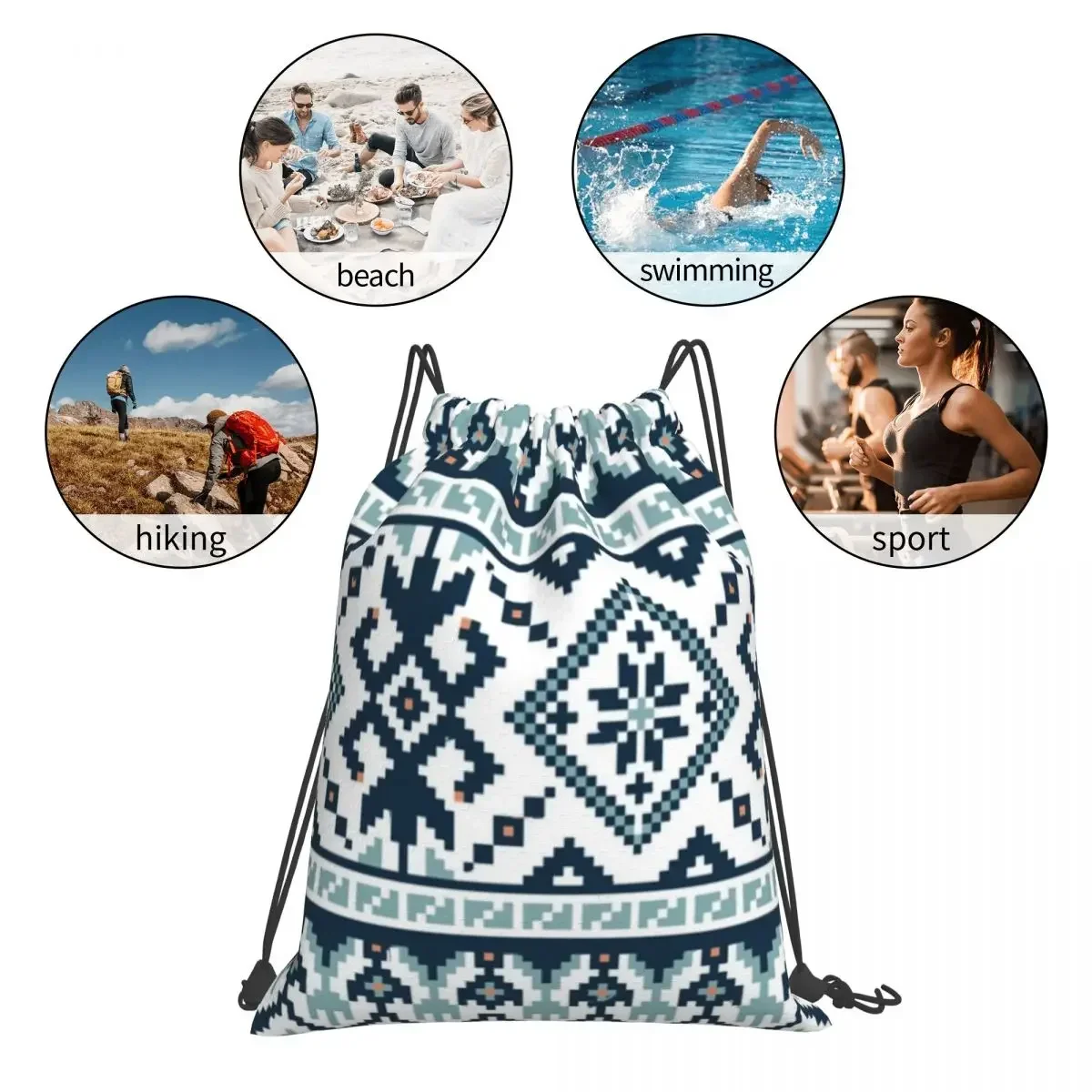 Traditional Ethnic Ornament Backpacks Drawstring Bags Drawstring Bundle Pocket Sports Bag Book Bags For Man Woman Students