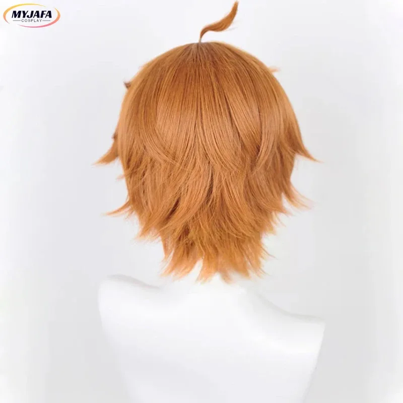 Genshin Impact Tartaglia Cosplay Wig Short Brown Heat Resistant Synthetic Hair Halloween Party Anime Cosplay Wigs + Wig Cap