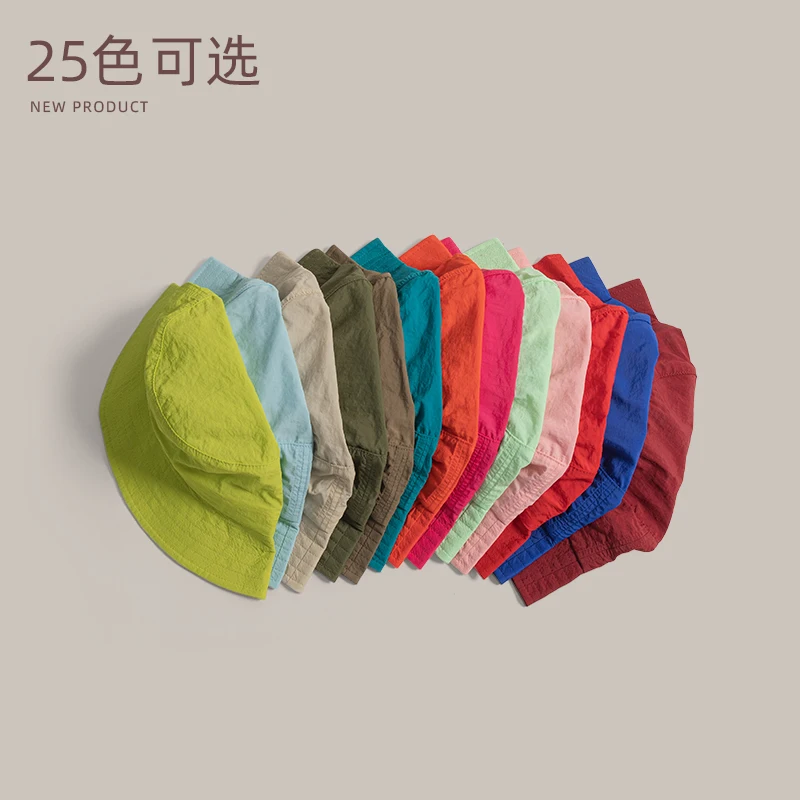 Ins Solid Color Casual Bucket Hats for Men and Women with Summer Thin Quick-drying Sun Protection Versatile Drawstring Basin Cap