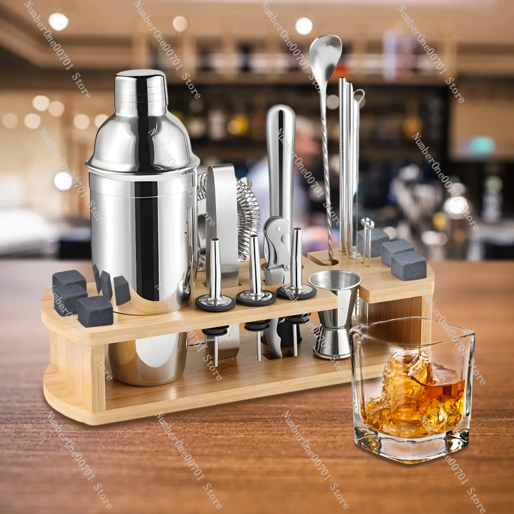 Stainless Steel Cocktail Shaker Set, Bar Tools Kit with Boston Shaker & Strainer