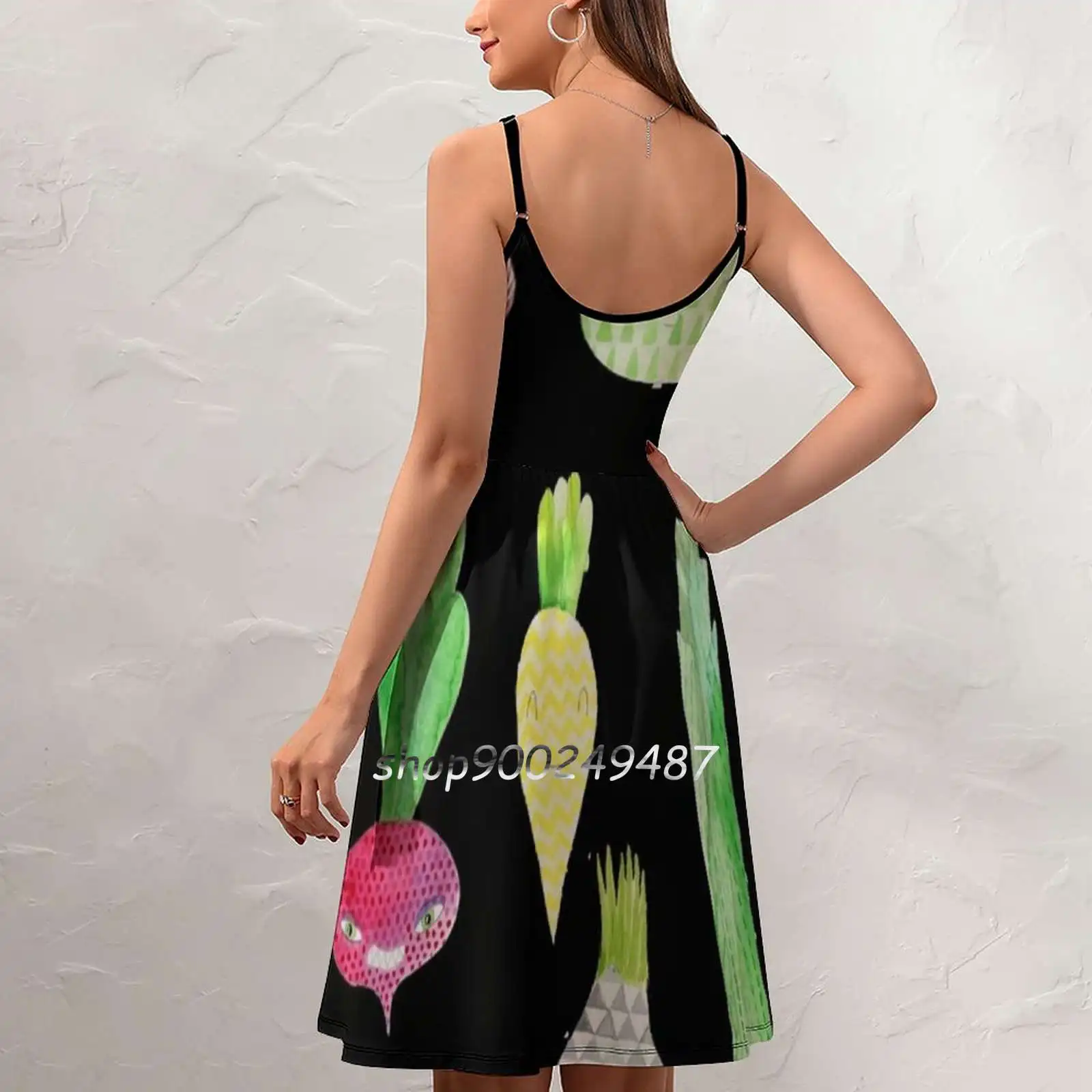 Veggie Party Sling Dress Sexy Dress Female High Waist Dresses For Women Vegetarian Vegetables Veggies Fruit Happy Fruit