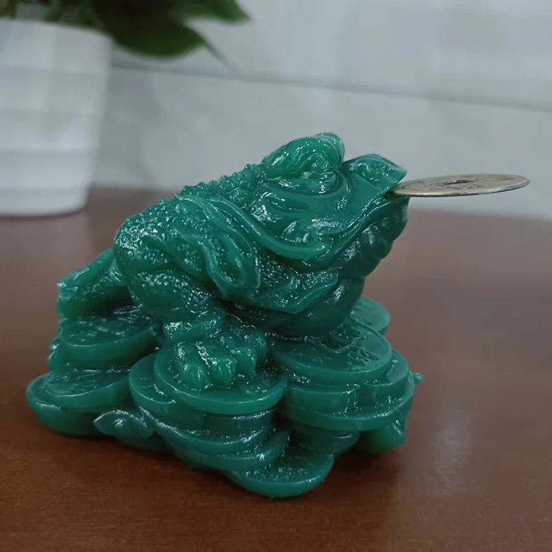 Estatuas de Buda de dinero, moneda china de Feng Shui, sapo de tres patas, estatua de Animal, esculturas, decoración del hogar, piedra de Jade hecha por el hombre