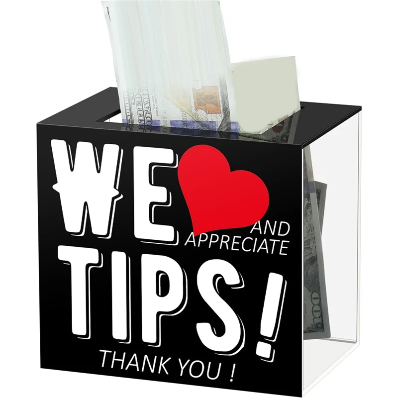 

ABMS-Money Storage Container Tip Collection Box Donation Suggestion Box 6 X 4 X 5 Inch Acrylic Tip Jar For Bartender Bars