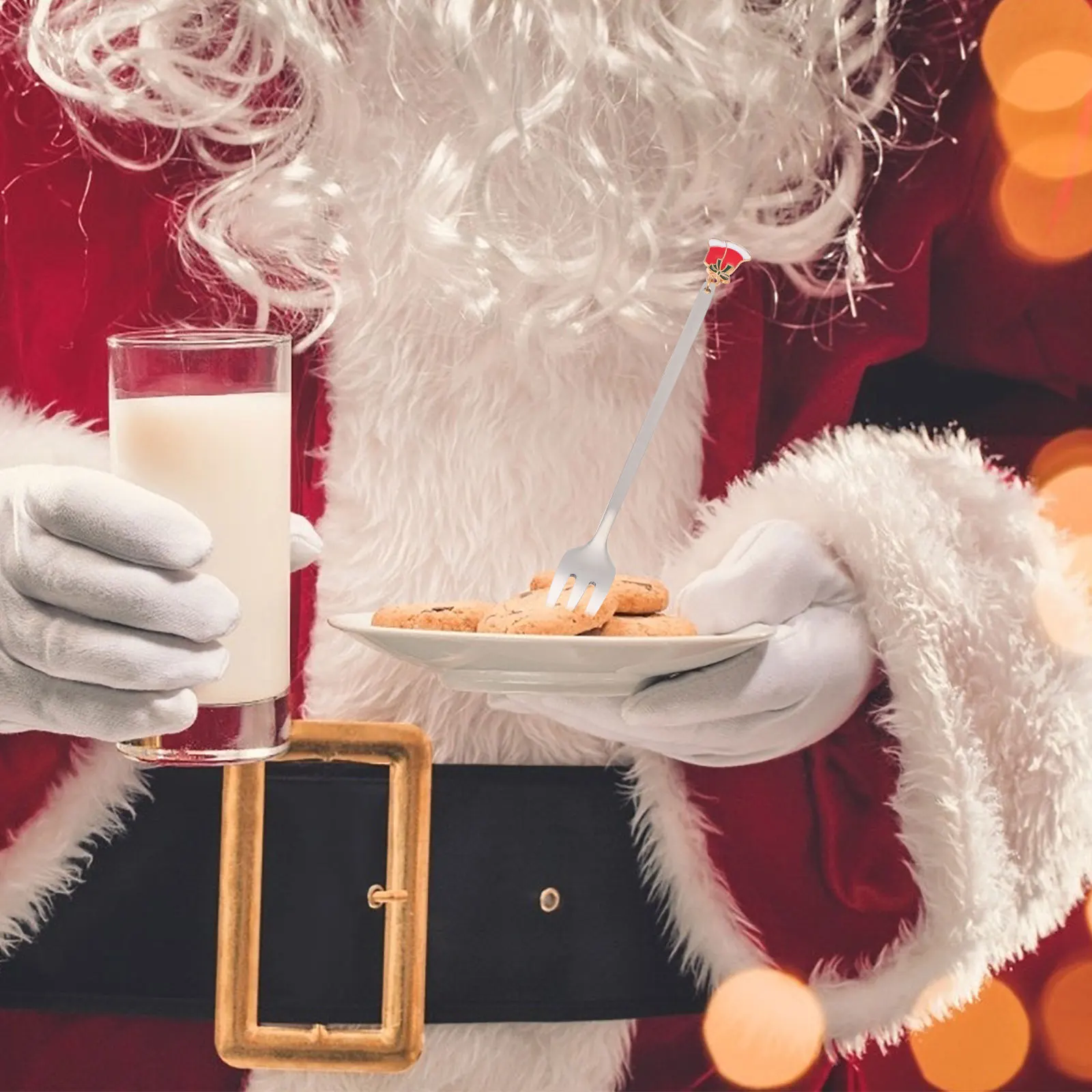 

6 Pcs Tableware Christmas Fork Suit Dessert Shape 304 Stainless Steel Material Gift Forks