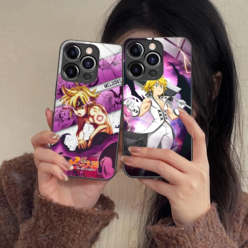 Seven Deadly Sins Meliodas Mobile Phone Case for iPhone 16 15 14 13 12 11 X XR XS 8 Pro Max Plus Mini PC Glass Phone Cover Shell