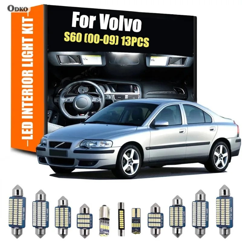 

Для Volvo S60 2000-2009 13 шт. полный комплект светодиодного внутреннего освещения с цоколем лампы светодиодная лампа автомобили, запчасти и аксессуары