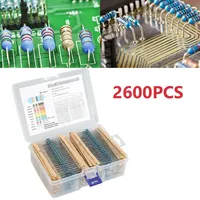 2600pcs 1/4W Resistance Metal Film 0.25W Resistors Assorted Pack Kit 130 Values Resistors Assorted Pack PTC UHF with Storage Box