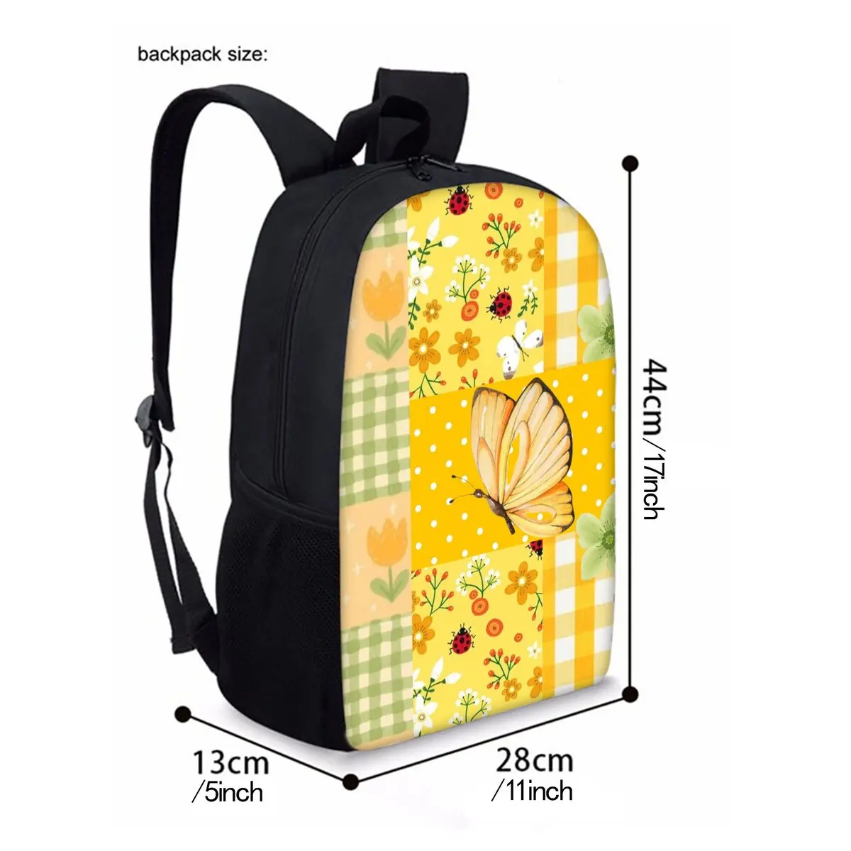 Ladybug Flower Mushroom Print Three Piece Set Backpacks for Boy/Girls Best Gift 2D Cartoon Fashionable School Bag for Children