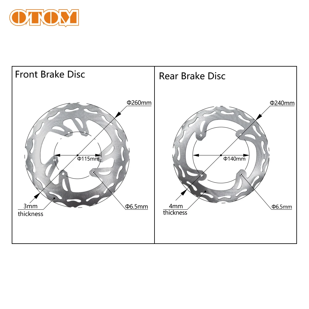 OTOM For HONDA BRAKE DISC Motorcycle 260/240mm Front Rear Steel Disk Rotors 45351-KRN-A90 43351-KRN-A90 CRF250R CRF250RX CRF450R