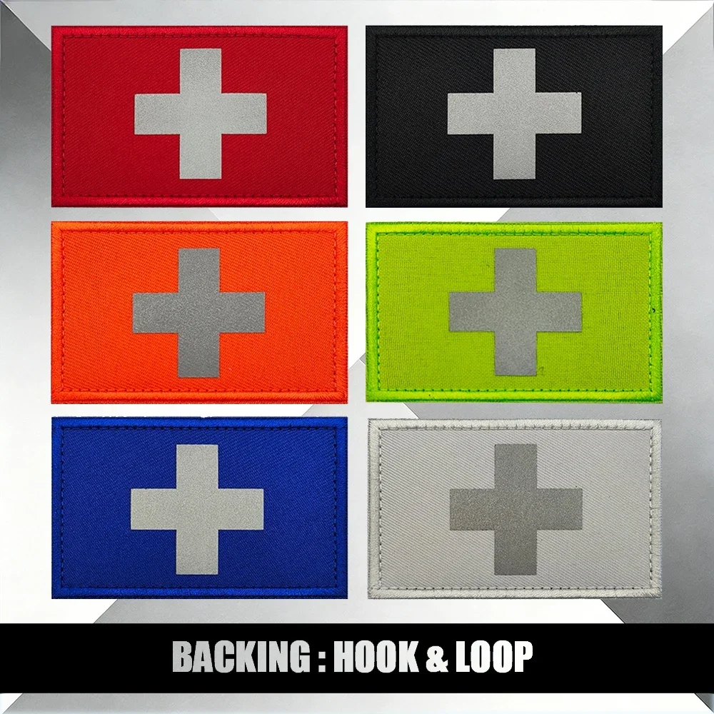 

Цветные медицинские идентификационные нашивки: тканые патчи для скорой помощи с белым крестом и креплением на липучке для сумок и оборудования