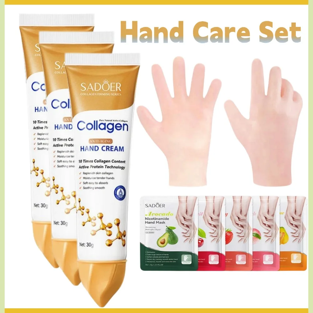 

Collagen Hand Cream set Moisturizing Nourishing Anti Chap Repairing Hands Care Beauty Skincare Hand Creams Sets