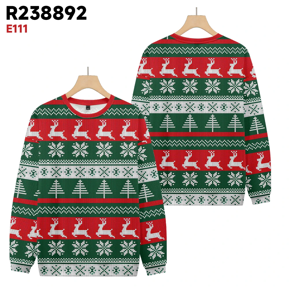 

Ugly Christmas sweater pattern pullover fashion Loose Boys girls sweater Christmas Tree Reindeer 3d printed crew-neck sweater Au