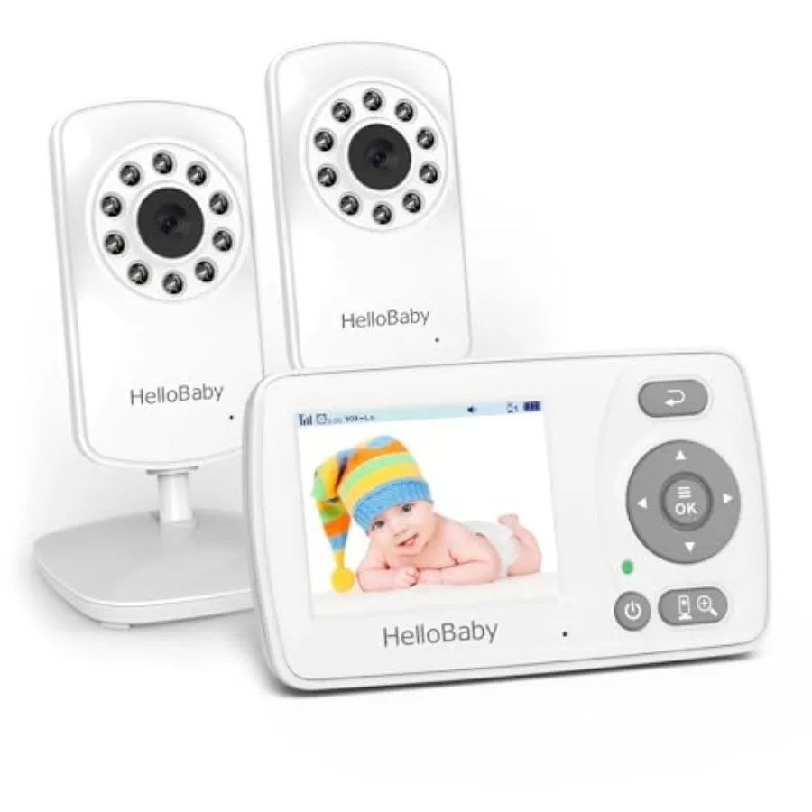 

Портативный видеоняня HelloBaby с двумя камерами, экраном 2,4 дюйма, радиусом действия 300 м, ночным видением, режимом энергосбережения VOX, без Wi-Fi, для младенцев/домашних животных