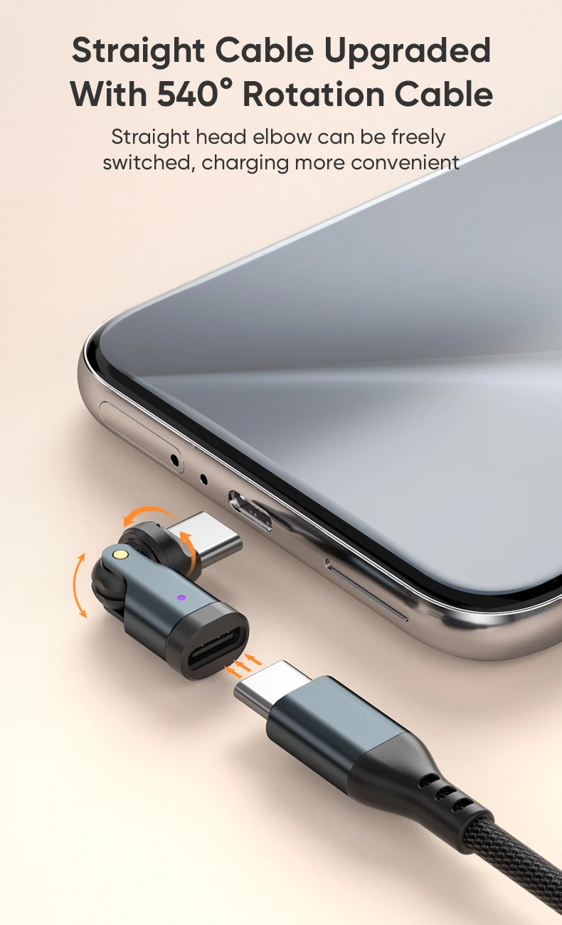 AUFU PD240W OTG USB C to Type C Adapter 540 Rotation Type-C Male to Female Converter for Macbook Xiaomi Samsung OTG Connector