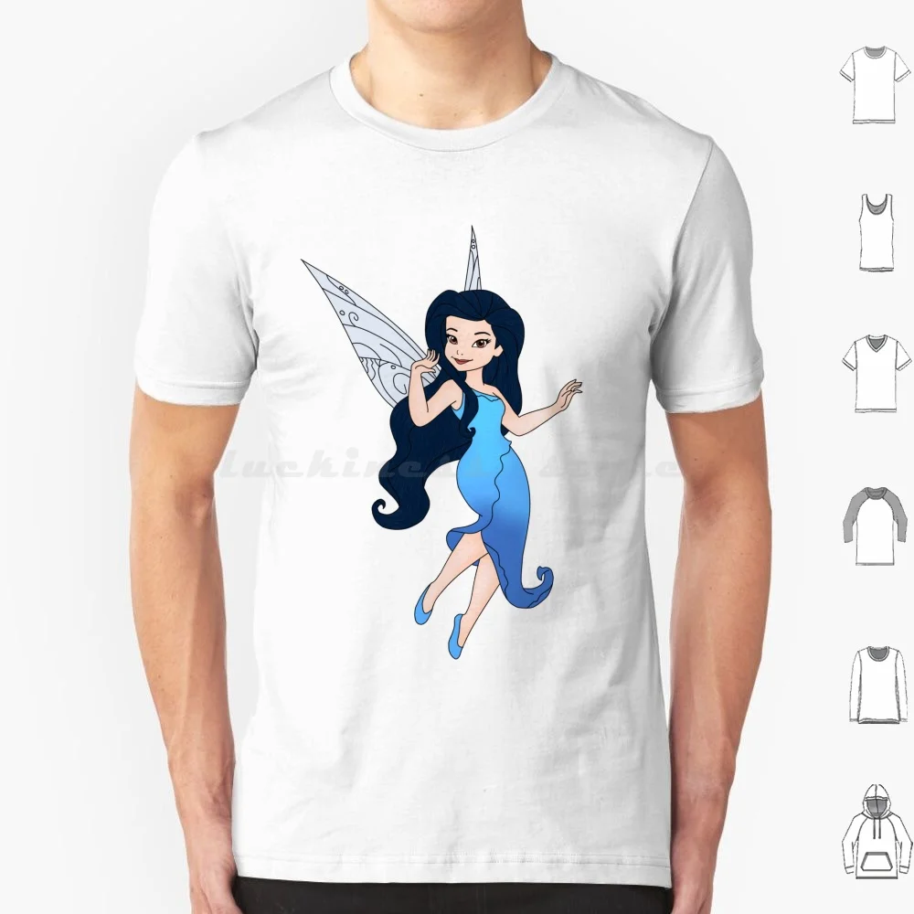 

T Shirt Big Size 100% Cotton Water Fairy Water Fairy Blue Movie Film Character Flower Blue Flower
