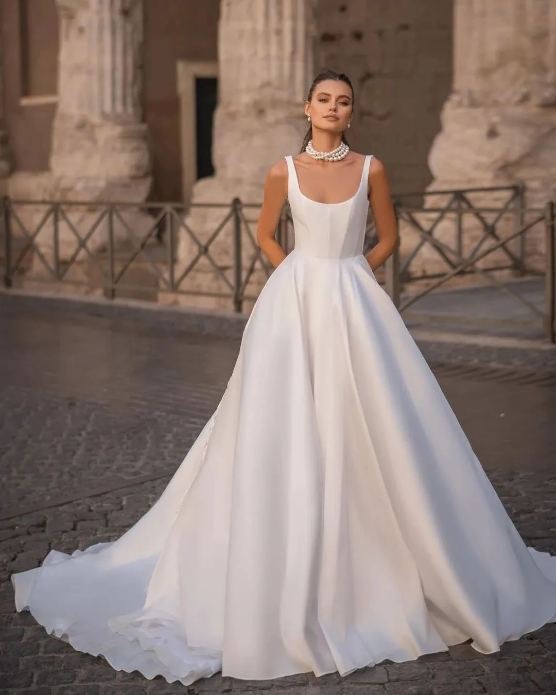 Vestido De Novia De satén con espalda abierta, traje Formal con tirantes, 2023