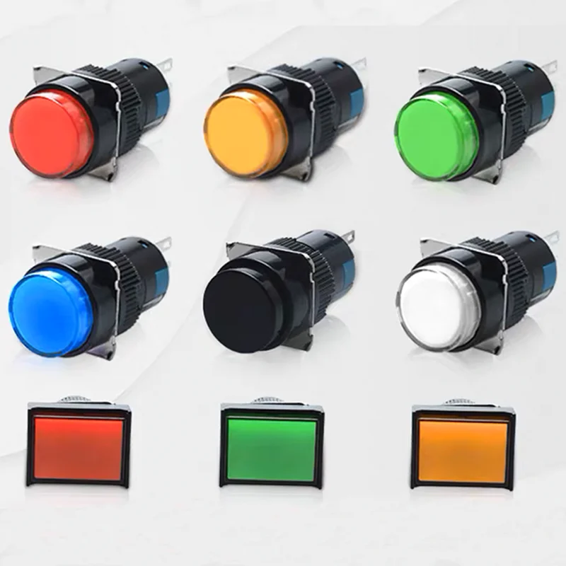 Button switch 12-24V 220V 3A ON OFF Momentary PA66 Push Buttton 5/8PIN 16mm button press Self-locking and reset Plastic button