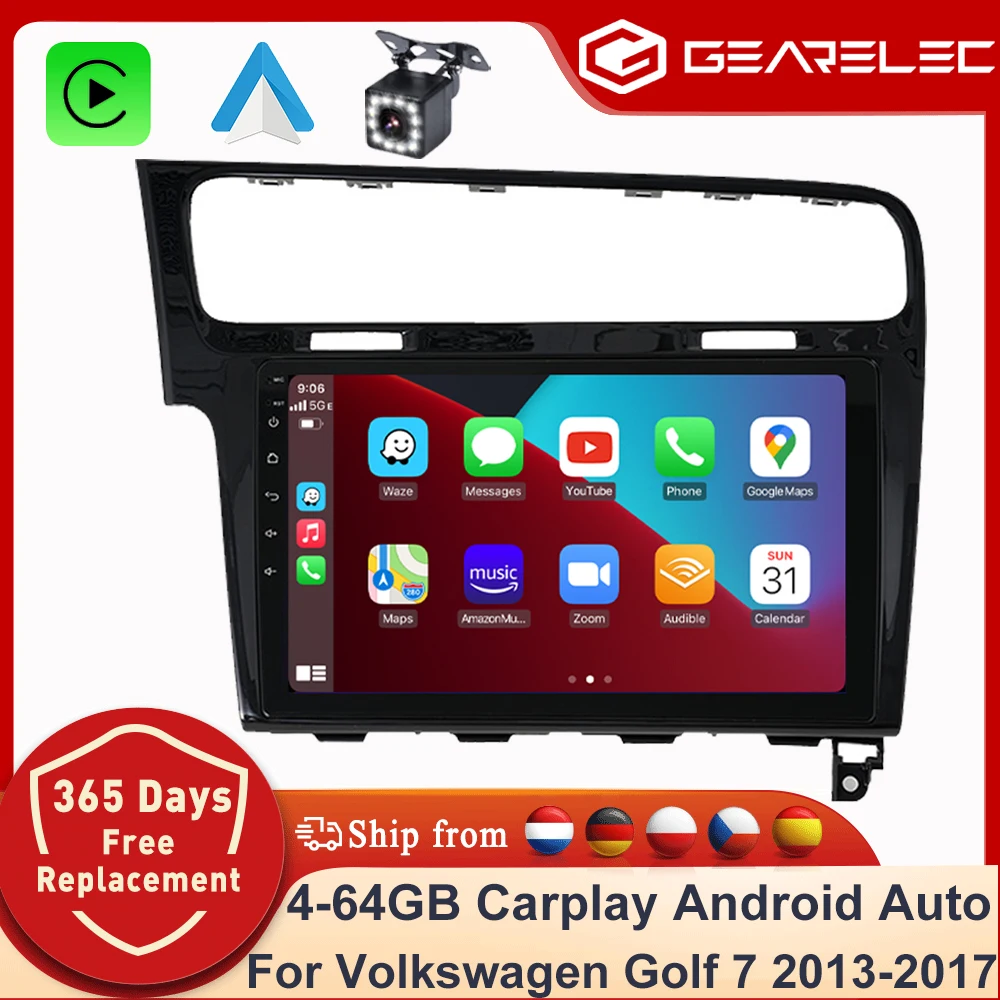 Android 14 Autoradio für VW Volkswagen Golf 7 2013-2017 10 Zoll Kabelloses CarPlay Android Auto-Multimedia GPS Autoradio 2 Din