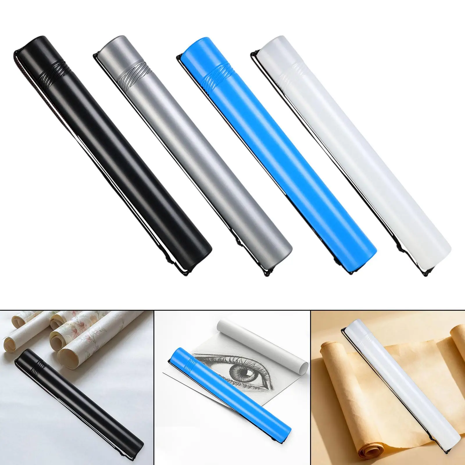 Poster Storage Tube Round Storage Case 20"-37" Extendable with Adjustable Strap for Paper Rolls Drawings Documents