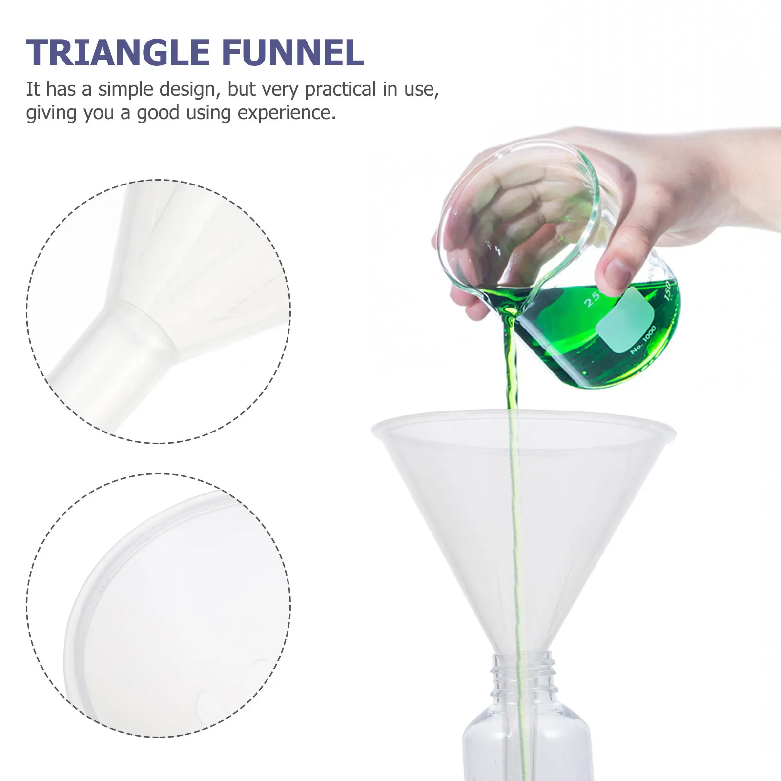 

10pcs 90Mm Triangle Funnel For School Lab Use Plastic Filter Transparent Filter Funnel Tool Experiment Supplies