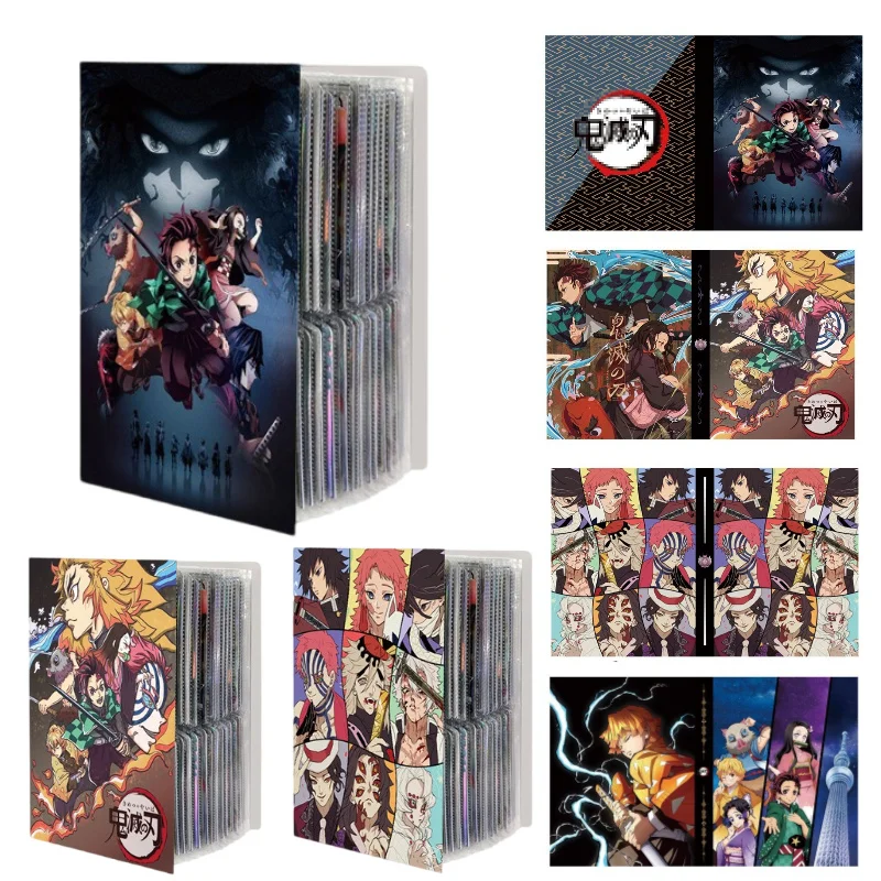 Álbum de Cartas Demon Slayer, 120 Piezas, Carpeta para Cartas, Mapas y Cartas, Protector de Cartas de Anime Tanjiro Kamado Nezuko, Cuaderno de Regalo