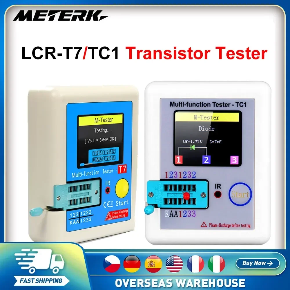 New Transistor Tester TFT Diode Triode Capacitance Meter LCR ESR Meter NPN PNP MOSFET IR Multifunction Tester Multimeter Tools