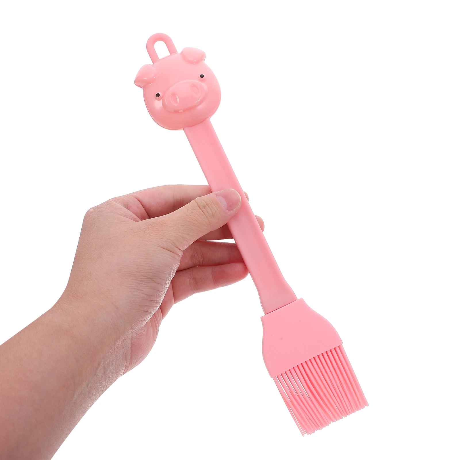 

1Set Silicone Kids Baking Tools Cartoon Pig Shape Brush Scraper Lightweight Removable Design Hanging Hole Silicone Scraper