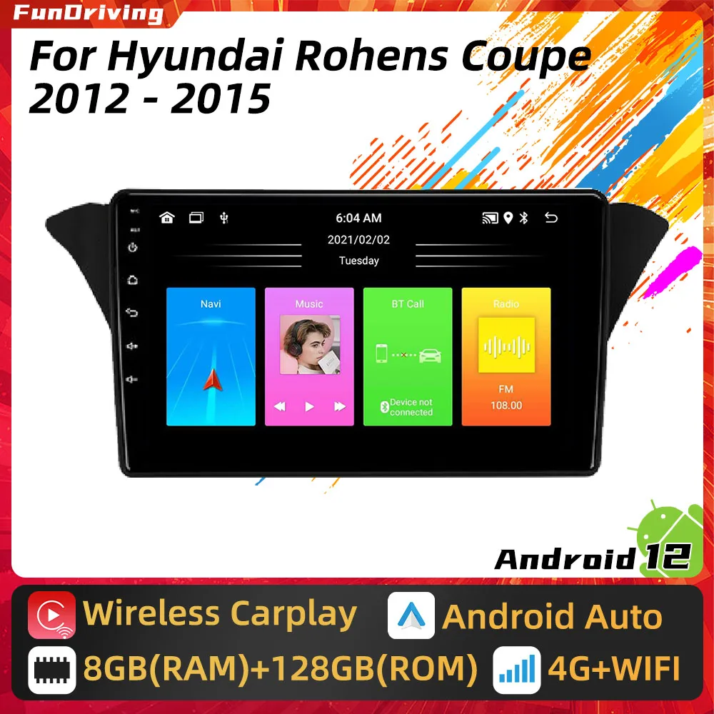 2Din Car Radio Android for Hyundai Rohens Coupe 2012 - 2015 Multimedia Player Autoradio Navigation Carplay Android Auto Stereo