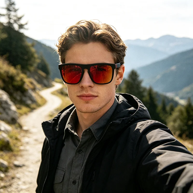 Polarized Outdoor Sunglasses for Men Women Square Frame UV400 Mountain Climbing Driving Fishing Sports Glasses