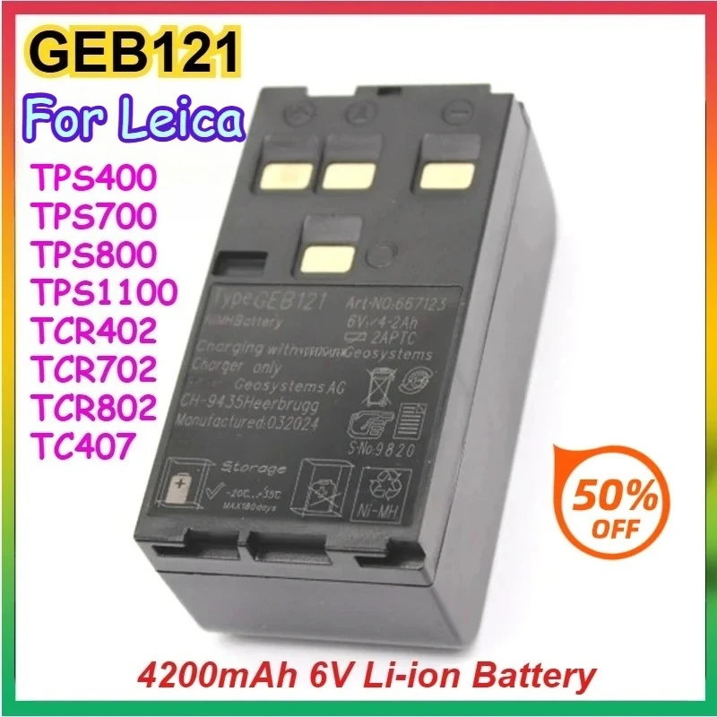

4200mAh GEB121 Li-ion Battery Total Station for Leica TPS400 TPS700 TPS800 TPS1100 TCR402 TCR702 TCR802 TC407 Total Station