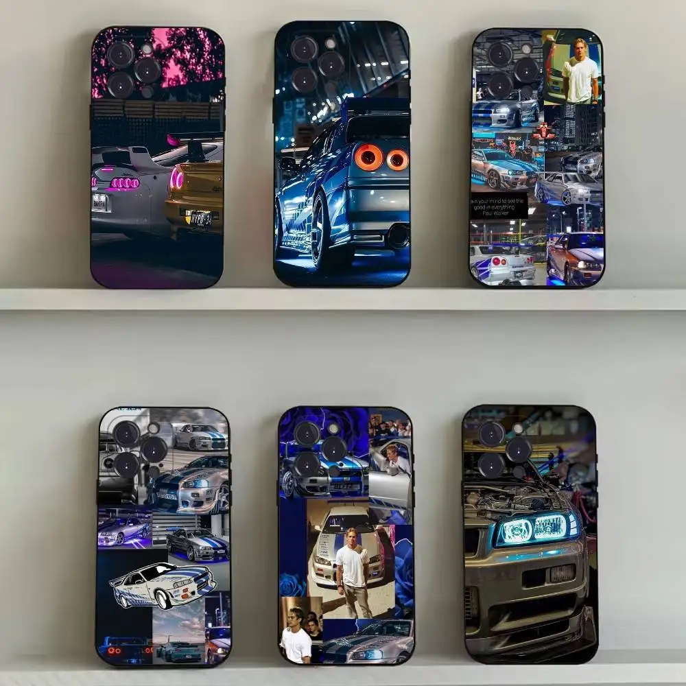 

F-Fasts and F-Furious R34 Phone Case For iPhone 16,15,14,13,12,11,Pro,Max,Plus,X,XS,SE4,E,Mini,Soft Black Case