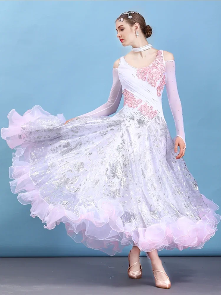 Vestido de vals Tango, baile moderno, salón de baile, actuación profesional, vals femenino, competición de Jazz, Flamenco, Rumba, baile