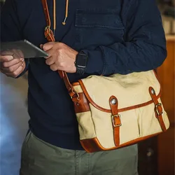 Organizador vintage de lona de alta calidad para hombre, bolso de mensajero de hombro de gran capacidad, bolso de diseñador de viaje al aire libre