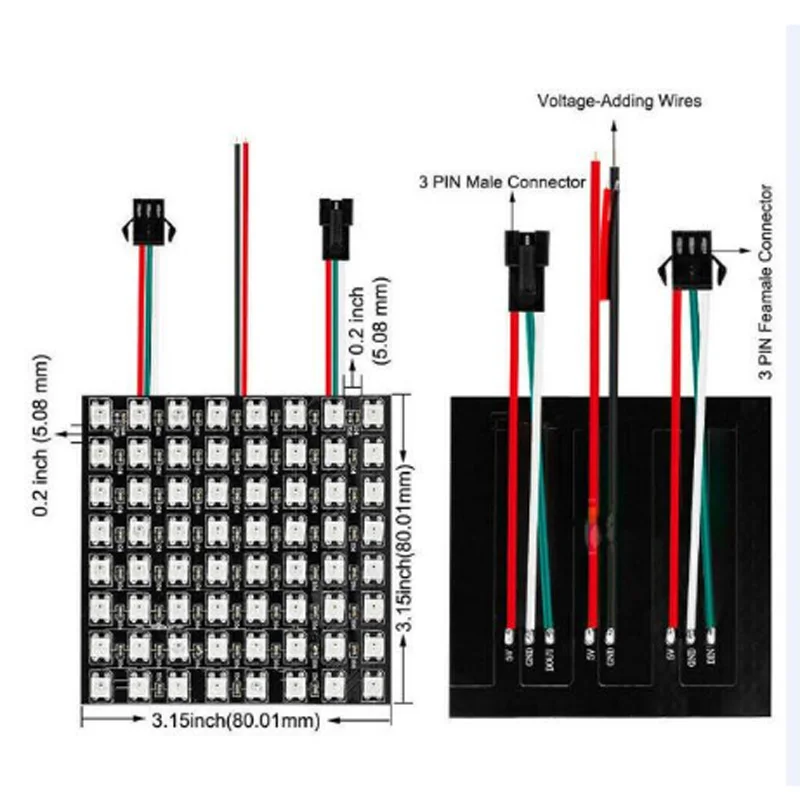 

WS2812B Individually Addressable 8X8 16X16 LED Panel Light WS2812 Module Matrix Screen With 28Keys USB BT/WIFI Music Controller