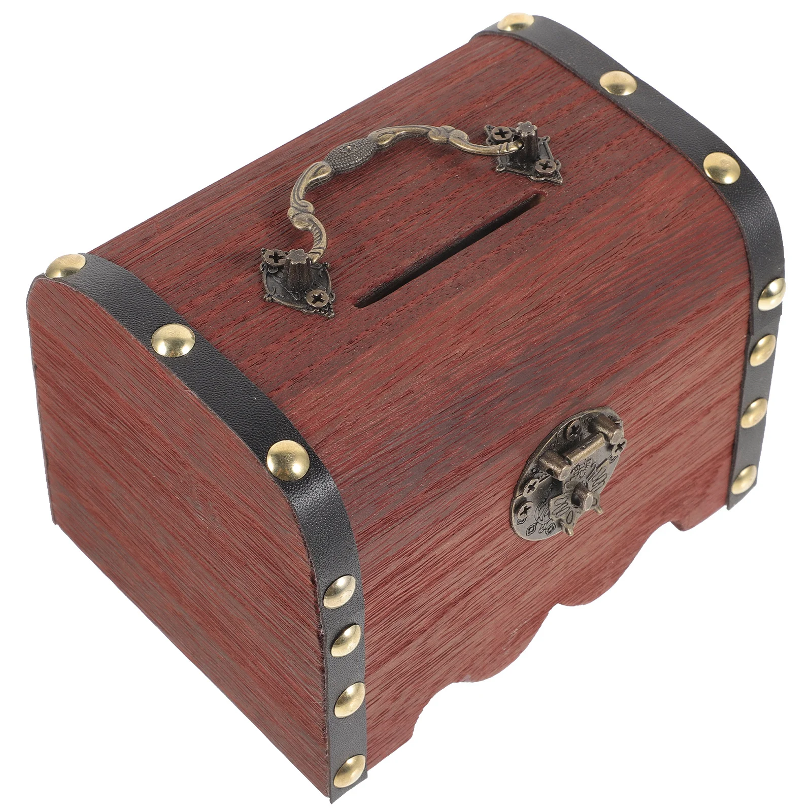 Skarbonka dla dzieci, drewniana skrzynka na pieniądze, retro skrzynia skarbów z zamkiem, prezent dla dzieci, dekoracja na przyjęcie, organizer na biurko