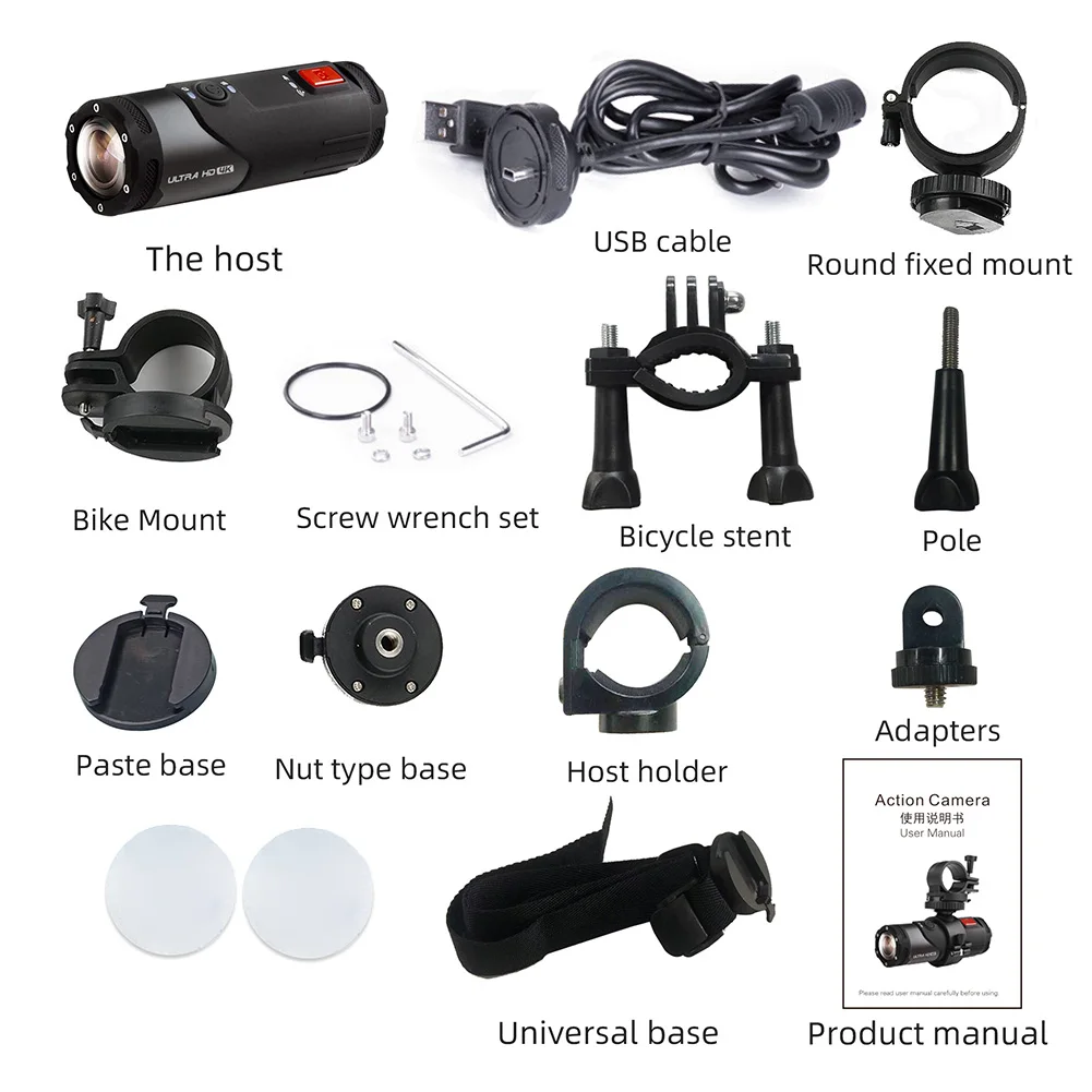 4K Motorcycle Bike Anti Shake Helmet Cameras 170 Degree Wide Angle DV WiFi Video Recorder Action Camera for Outdoor Sports