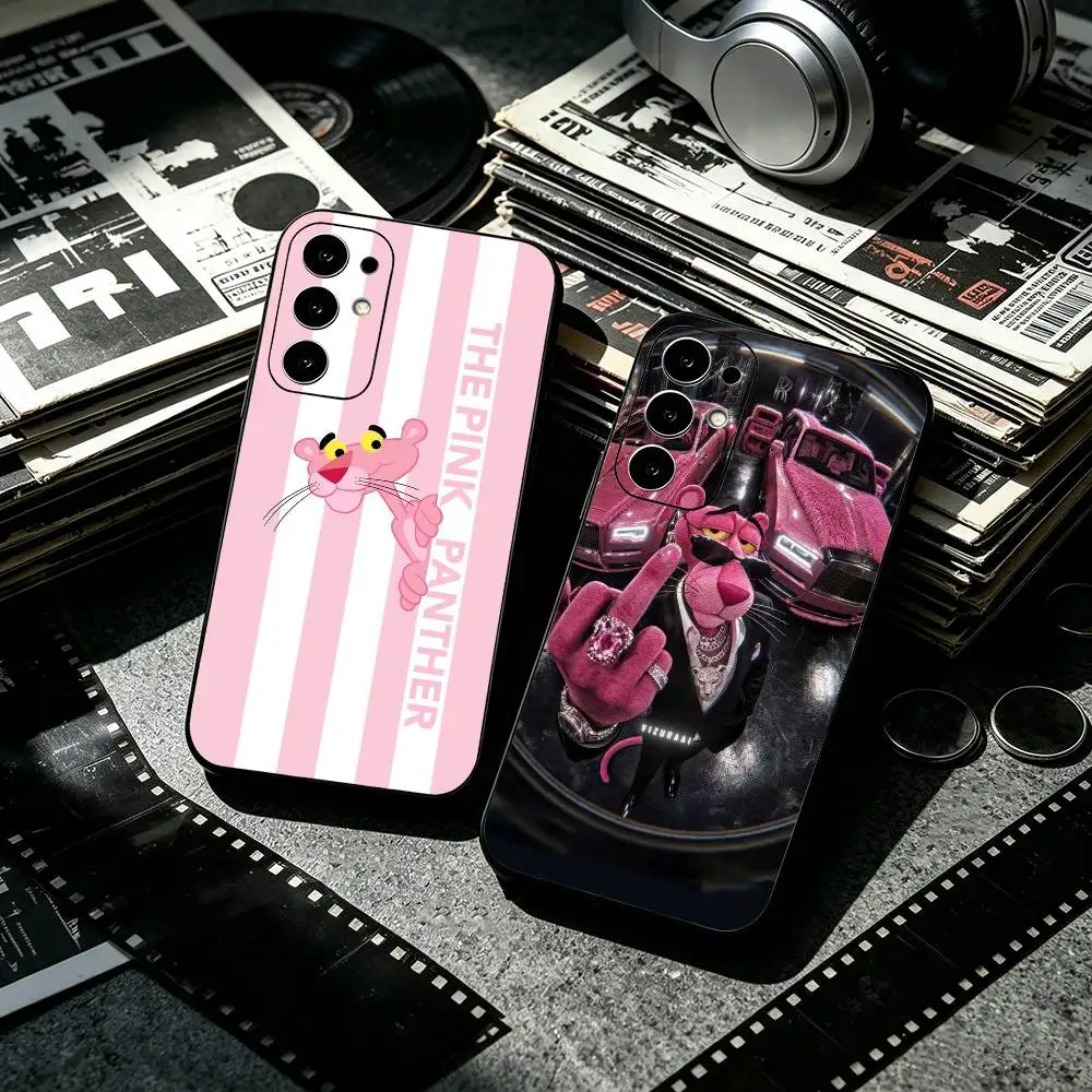 Cute P-Pink P-Panthers  Black Phone Case for Samsung S25 24 23 22 21 20 30 Ultra Plus Fe Note 10 5G Cover