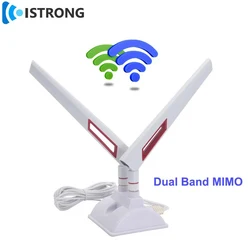 2.4G/5G/5.8G Dual Band Mimo Antenna Magnetic Base External Extension Antenna Amplifier for PC Wireless Network Card WIFI Router