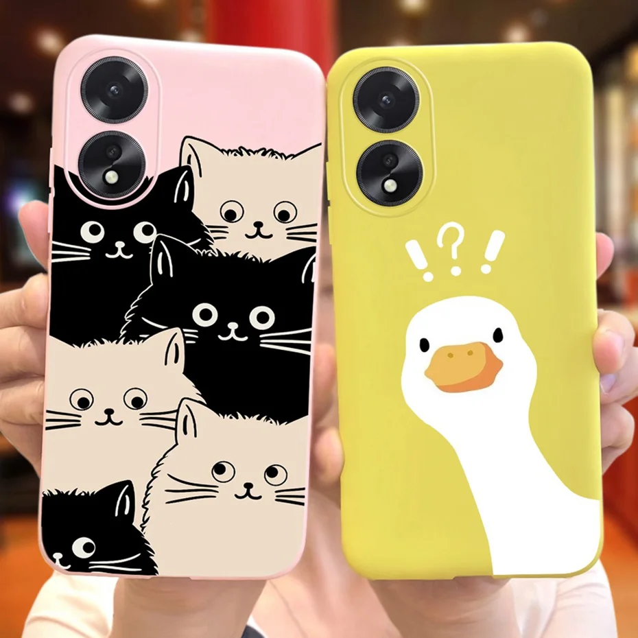 For OPPO A18 A38 2023 Cute Animals Cartoon Phone Case Back Cover For Oppo A38 A18 4G Soft Silicone TPU Back Cover