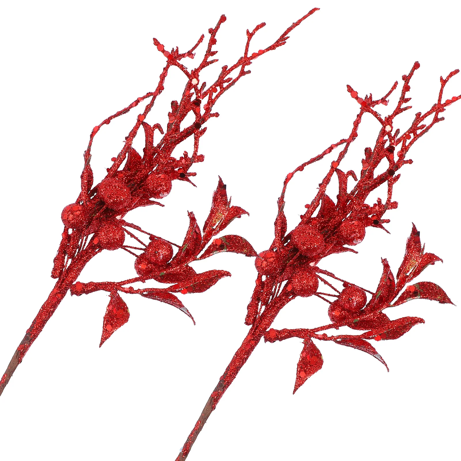 

2 Pcs Garland Christmas Tree Decoration Ornaments for Glitter Leaf Picks Decorations
