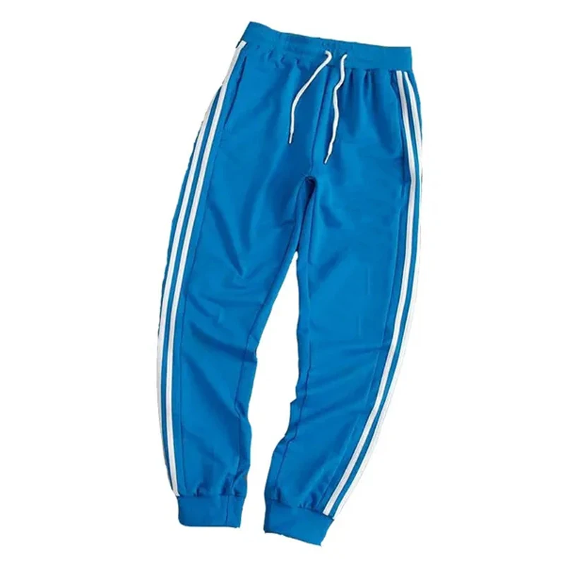 New Casual Men's Drawstring Elastic Waist Two stripes Pocket Pants Sports Pants Sweatpants