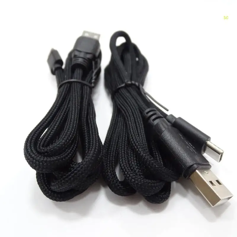 1.8m Mouse Lines Replacement Durable PVC Nylon USB Type C Charging Cable for Mouse and Keyboard Black Dropshipping