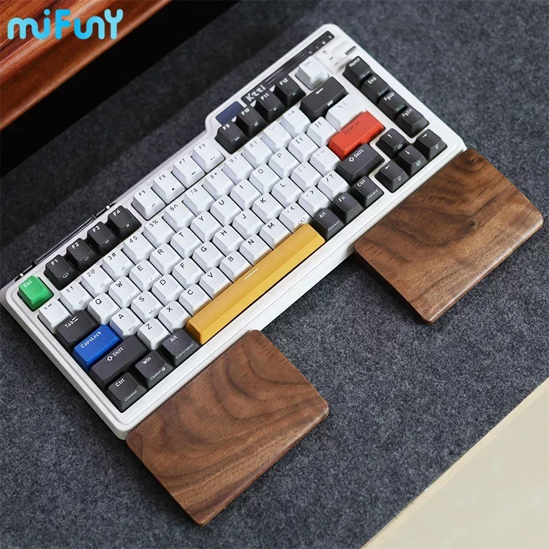 MiFuny Split Keyboard wrist Rest Original One Hand Wooden Wrist Rest Ergonomic for 65% 75% 98/104key Alice Mechanical Keyboards
