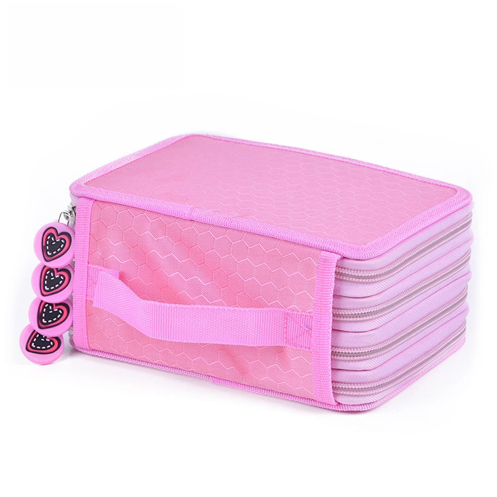 

Colored Pencil Case Pink 72 Slots Large Organizer Bag Compartment Design for Watercolor Colored Gel Pens Stationery